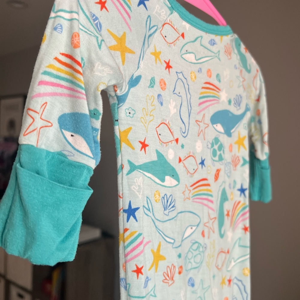 Little Sleepies Ocean Pals Zippy Pajamas Size Newborn GUC - Picture 5 of 7